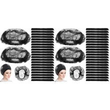 400Pcs Black Elastic Bouffant Hair Caps Disposable Head Cover for Work