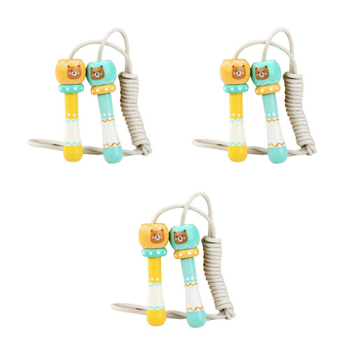 3St Ergonomisch Handvat Springtouwen Kids Bamboe Multikleur Workout