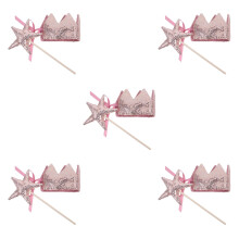 5Ensembles Couronnes Princesse Rose Baguettes Étoile En Tissu
