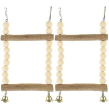 2Stk Holz Vogelspielzeug Schaukel Für Papagei Und Sittich Beige