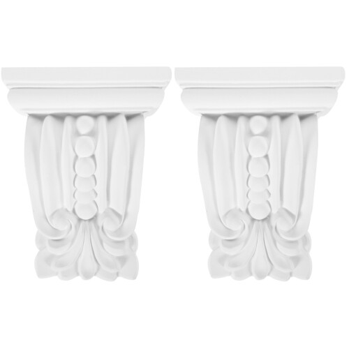 2Pièces Corbels Muraux PU Sculptés Blancs Support Décor Traditionnel