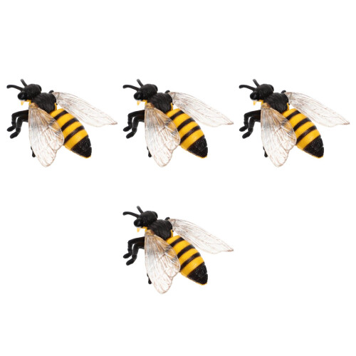 4Pcs Detailed Plastic Bee Figurine Multi-Color Science Educational Toy