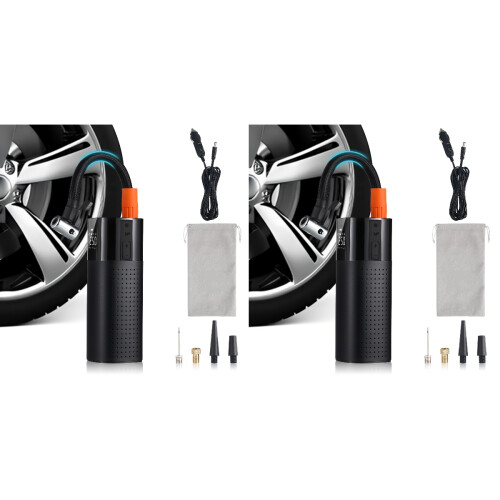 2Pièces Gonfleur Électrique Compact En ABS Pour Noir