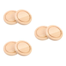 6Pièces Plateau Bois Naturel Beige Base Cloche Verre Pour Pot
