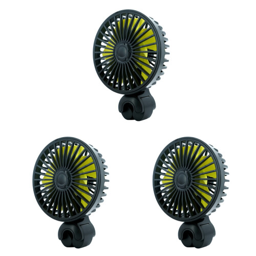 3Pièces Ventilateurs Air Refroidisseur Auto USB, Clip Noir Siège