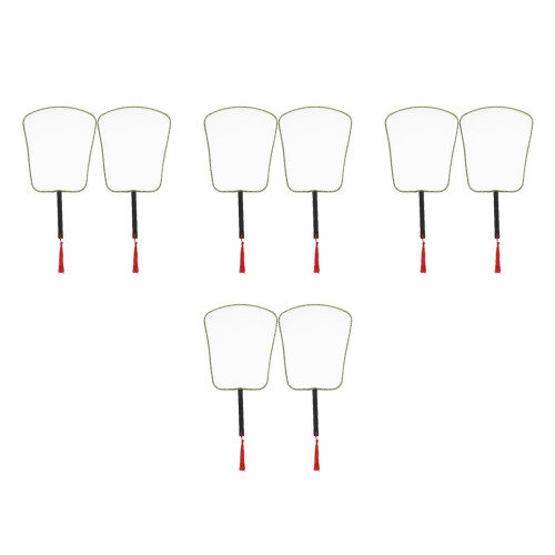 8Pièces Éventails Chinois DIY En Soie Manche Bois