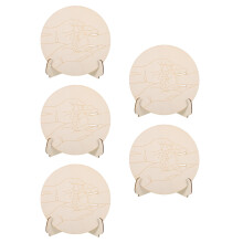 5Sets Beige Wood Baby Announcement Sign with Stand Engraved Keepsake