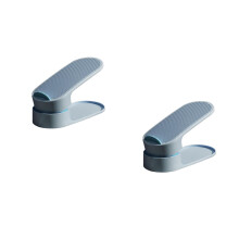 2Pcs Blue Shoe Slots Rack Double Layer Space Saving Slipper Holder