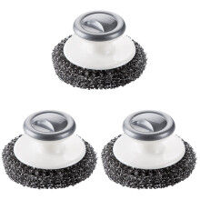 3Stk Robuster Topf- Und Pfannenschrubber Aus Stahl Und PP Grau