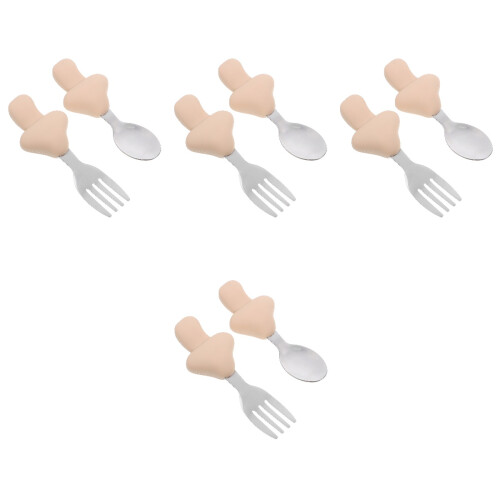 4Sets Babylöffel Gabel Mit Silikongriff Für Kinder Beige 2