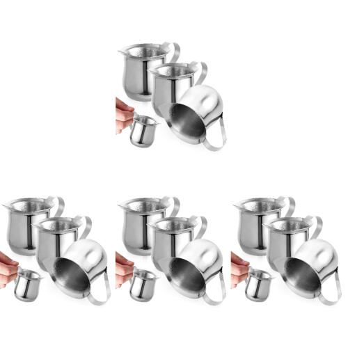12Stk Milchaufschäumer Kanne Ergonomisch Silber 2