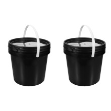 2Pièces Seaux Peinture Plastique Noirs Avec Couvercle Pour Stockage