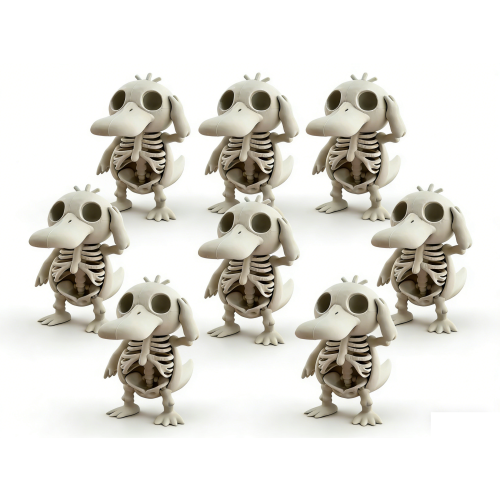 8 PCS 3D printed cocoa duck skeleton model toy set