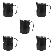 5Pcs Black Steel Milk Frothing Pitchers Precision Pouring Latte Jugs