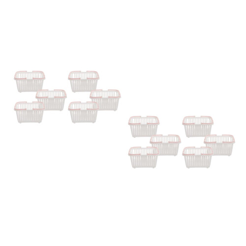 6Pcs White Plastic Baskets with Handles Small Storage Bins for Kitchen