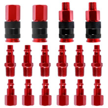 16Pcs Air Hose Fittings Set Air Coupler Industrial Type Air Plug Kit 1/4 Inch Threads Size Air Compressor Parts