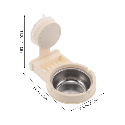 Suction Cup Ashtray Wall Mounted Beige Carbon Steel Plastic Holder 2
