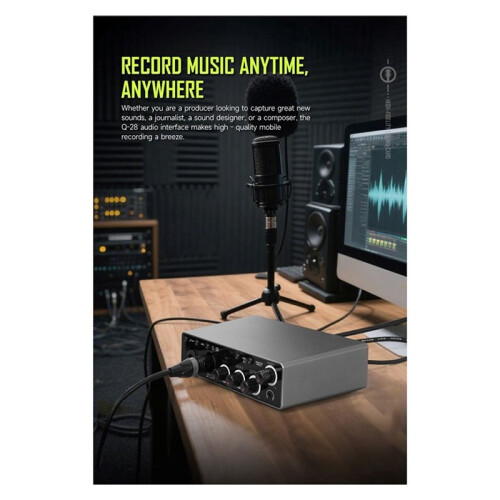 Portable Recording Sound Card Plug and  Computer Recording USB Audios Interfaces for Podcasters Studio 2