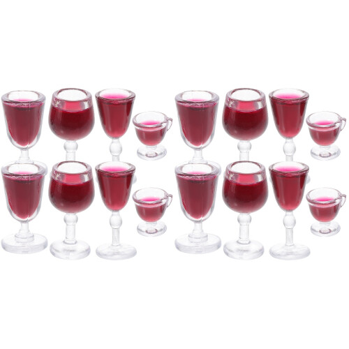 16Pcs Tiny House Mini Wine Glasses PVC Assorted Color Decor