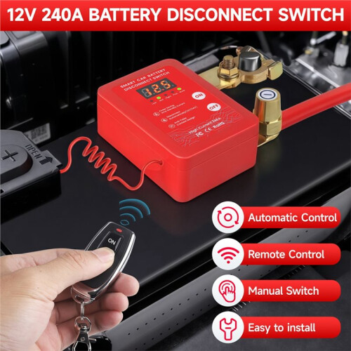 Kill  for Car - Remote Battery Disconnect  12V, 240A, Upgrade  Voltage with LED Screen 1