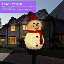 Décorations de Noël : Guirlande Lumineuse Solaire Bonhomme de Neige à Planter dans un Piquet pour Décorer Terrasse et Jardin.