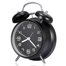 Horloge de bureau à double cloche, cadre métallique, cadran 3D, rétroéclairage, fonctionne à piles, pour la maison et le bureau.