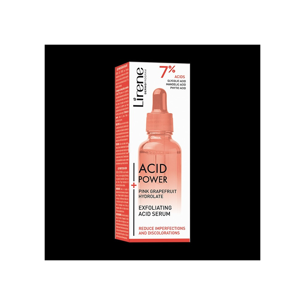 Lirene Acid Power Exfoliating Serum 30ml  Resurfacing Facial Serum for Smooth, Bright & Refined Skin