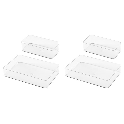 4Pcs Multi-Function Storage Box Transparent Plastic Drawer Organizer 1