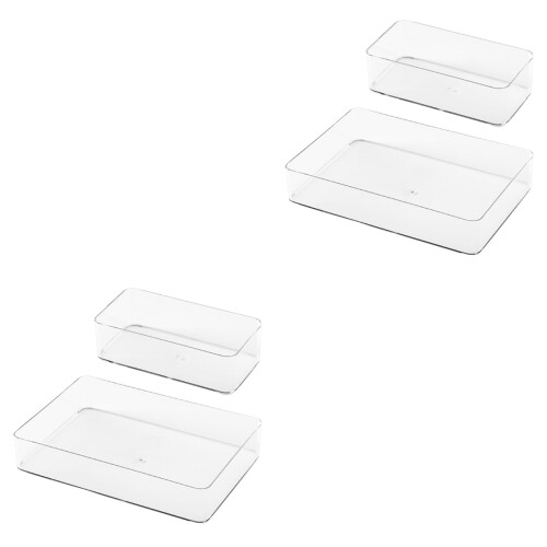 4Pcs Multi-Function Storage Box Transparent Plastic Drawer Organizer 2