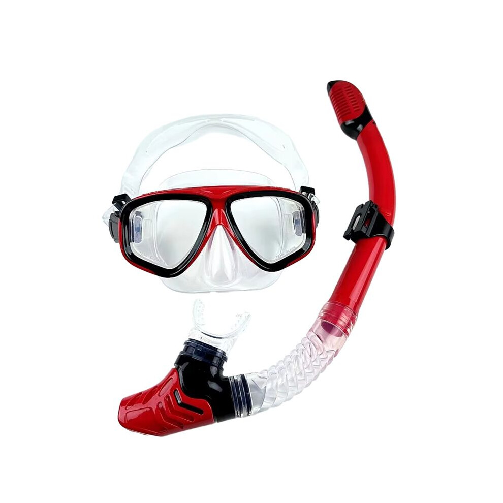 Dual Lens Snorkeling Mask With Breathing Tube, Adult 18+ Years Silicone Skirt Scuba Diving Goggles Set 6032151722184