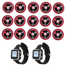 Draadloos Oproepsysteem Knop 2Watch Waiter Pager 15 Restauranttafeloproepknop Zender Draadloos Oproepsysteem (VS)