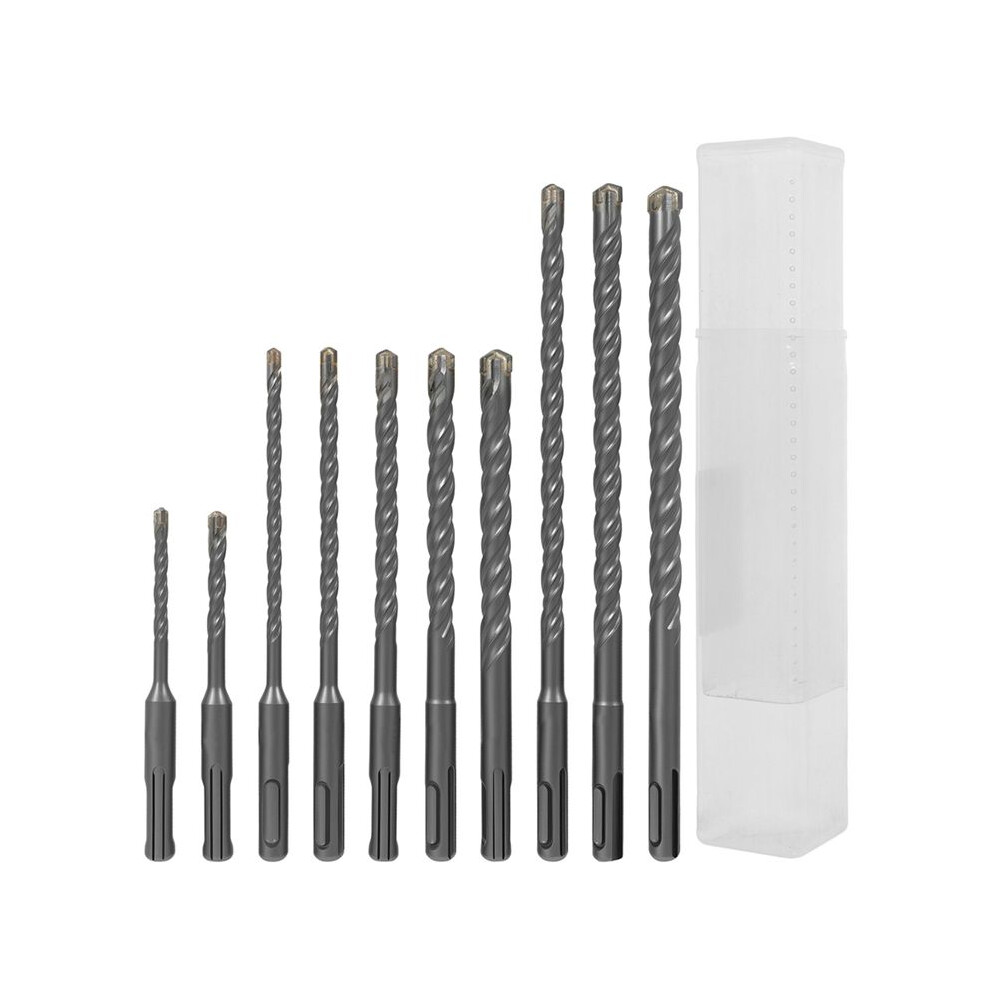 10Pcs Sds Hammer Impact Drill Bit Set 5Mm To 12Mm Carbide Rotary Hammer Drill Bits Easy To Use For Stone Concrete 4713519353005