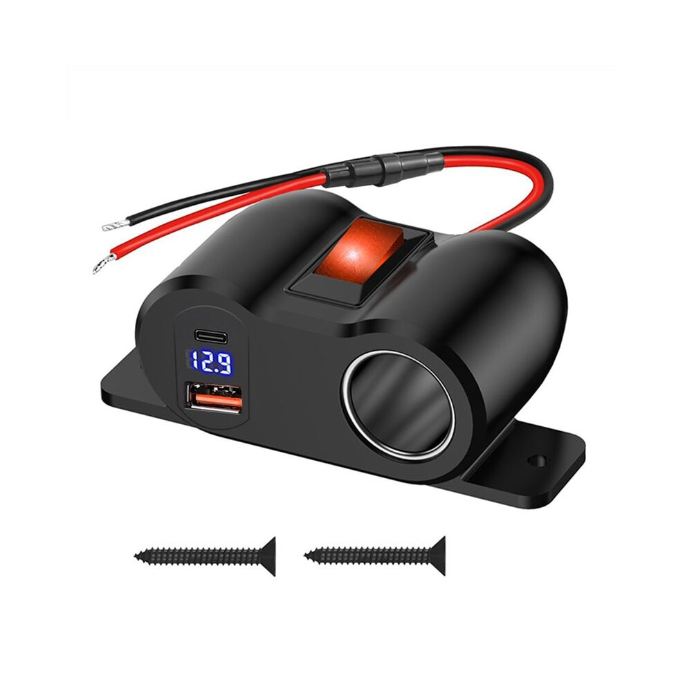 12V Qc3.0 & Pd3.0 Outlet Lighter Socket Splitter With Voltmeter Usb Car Charger Power Adapter For Car Marine Truck 6034197992972
