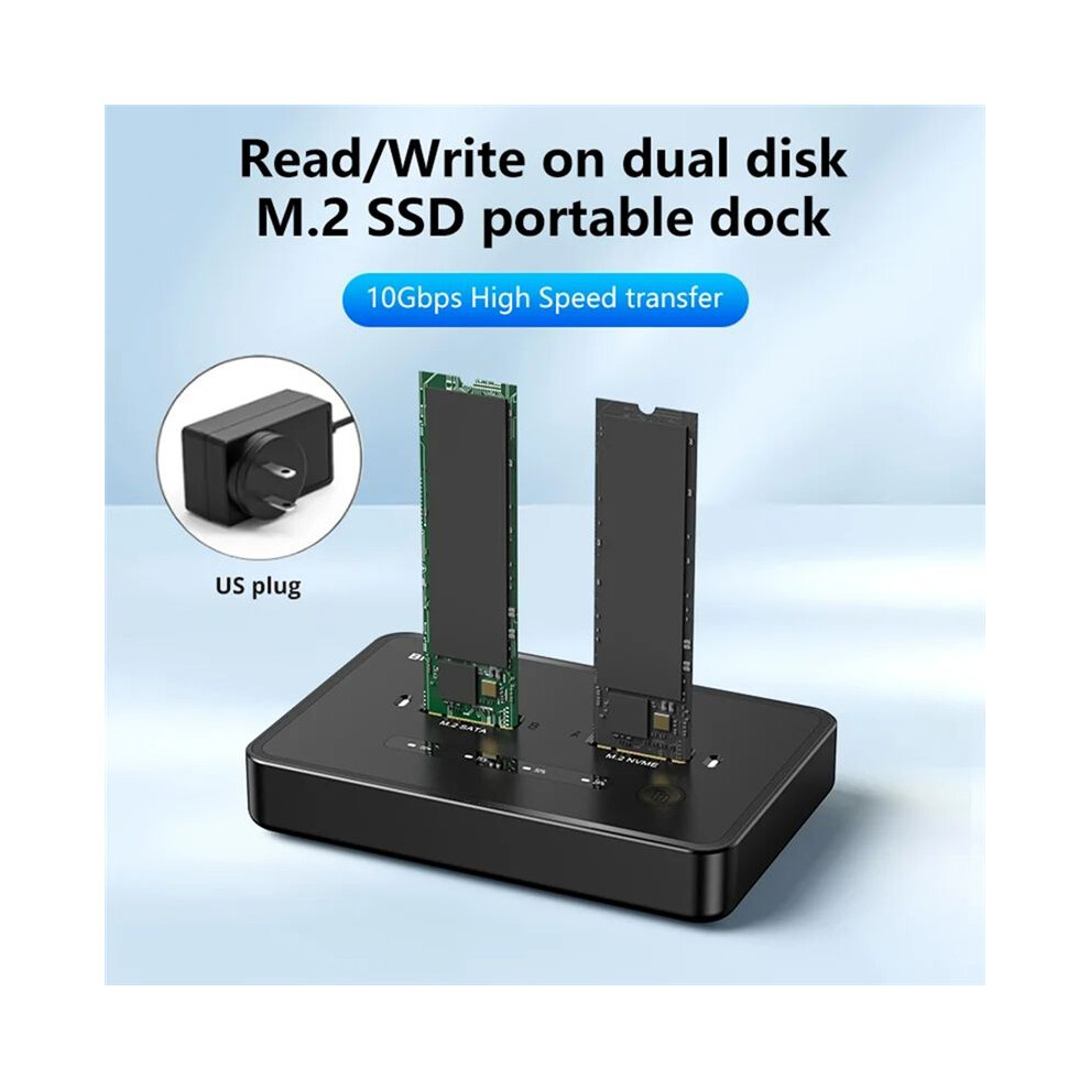 Blueendless M.2 Nvme/ Duplicator Dual-Bay Offline Clone 20Gbps Nvme Docking Station One-Key Offline Clone Ssd Dock Eu Plug 4711632702663