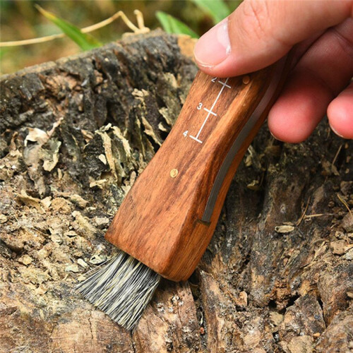 Yellow  Mushroom Knife Camping Hunting Survival Multi-Function Folding Grill Brush Tool 2