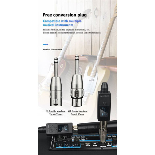 Wireless Microphone 2Pcs Transmitter UHF Receiver Plugged Into XLR Mic Wireless System Suitable for Dynamic 48V Mic 2