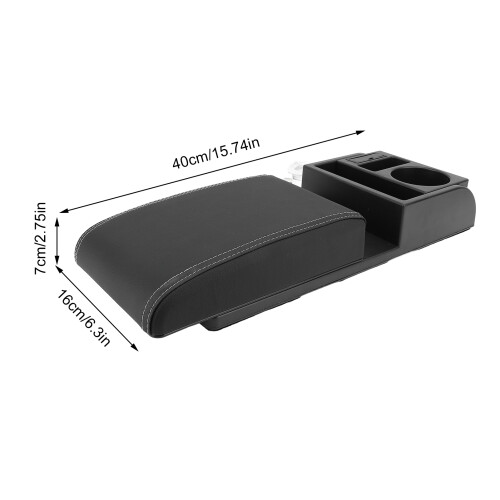 Auto Center Console Armrest Pillow with USB, Adjustable Width, White Line 1