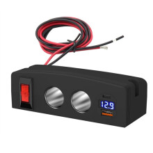 PD+QC3.0 Dual-USB-Steckdose Ladegerät Feuerzeug Splitter Adapter mit LED-Voltmeter Schalter für Auto LKW Marine Boot