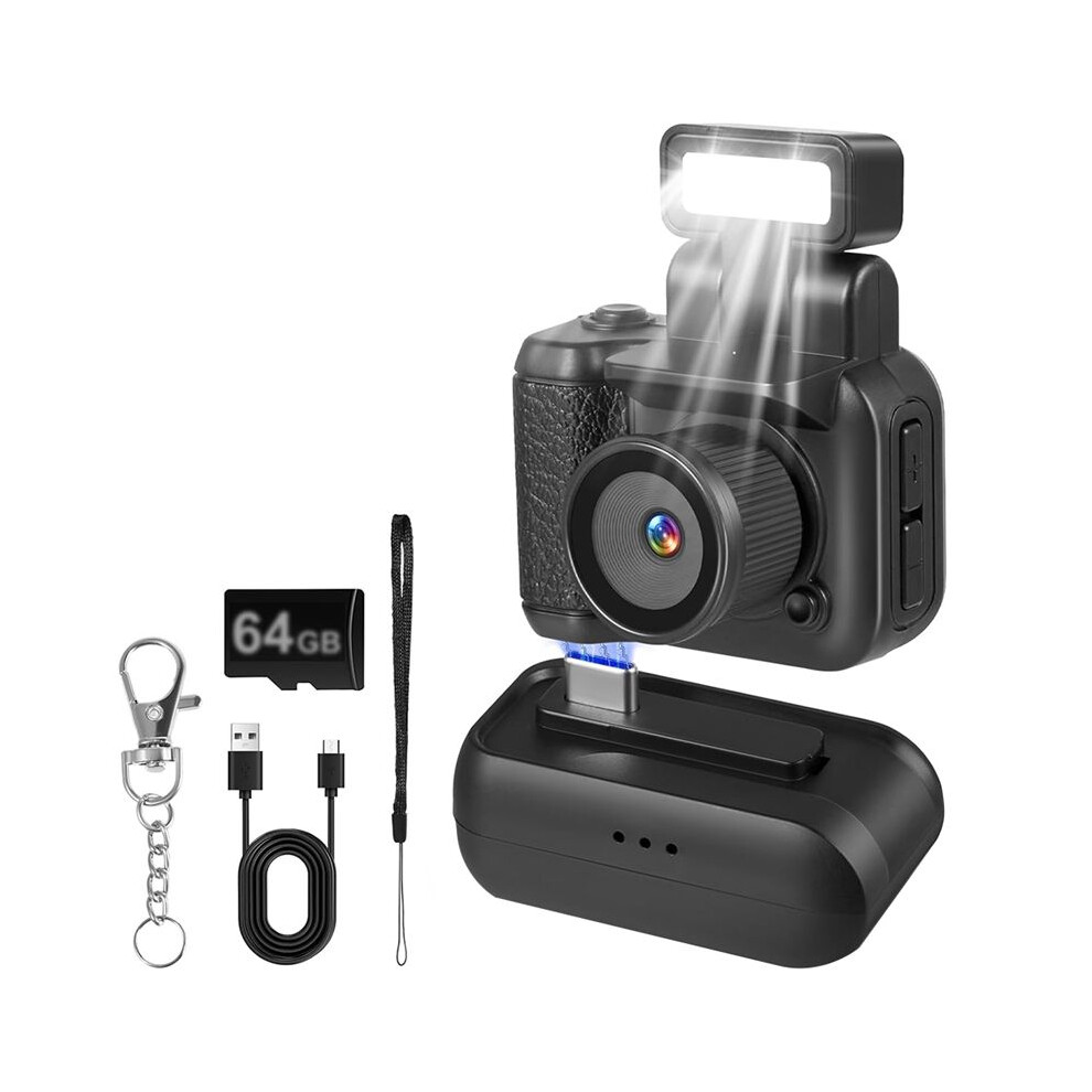 Retro Camera,1080P Cmos Keychain Camera With Led Flash Video Recorder For Children's Photography (64Gb) 4714053090807