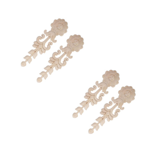 4Pièces Décorations Bois Appliques Colonnes Pour Meubles 2