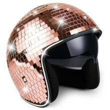 Discobalhelm met Intrekbaar Vizier, Glitterspiegelglas Discohelm, Roze Discobalkostuumhoed voor Bar-DJ