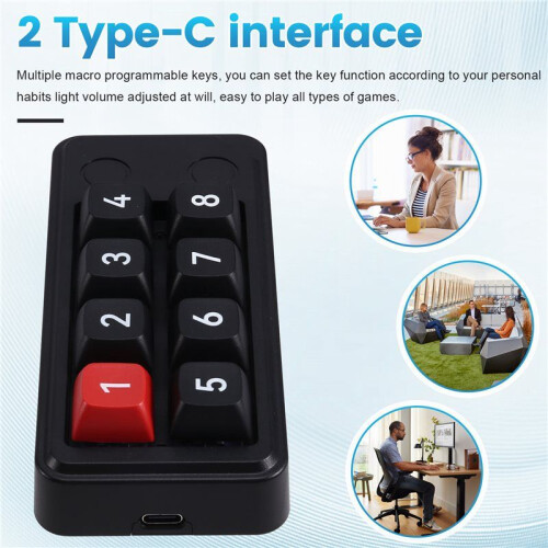 Macro Definition Game Mechanical Keyboard 8-Key Wired Hot Swappable  Keyboard Gaming Devices Black 815B 2