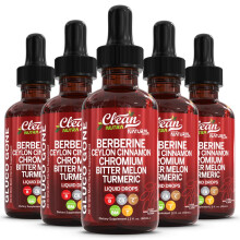 Clean Nutra Berberine, Ceylon Cinnamon, Chromium, Bitter Melon, Turmeric, Glucomannan, Gymnema & More for Natural Wellness Liquid Drop
