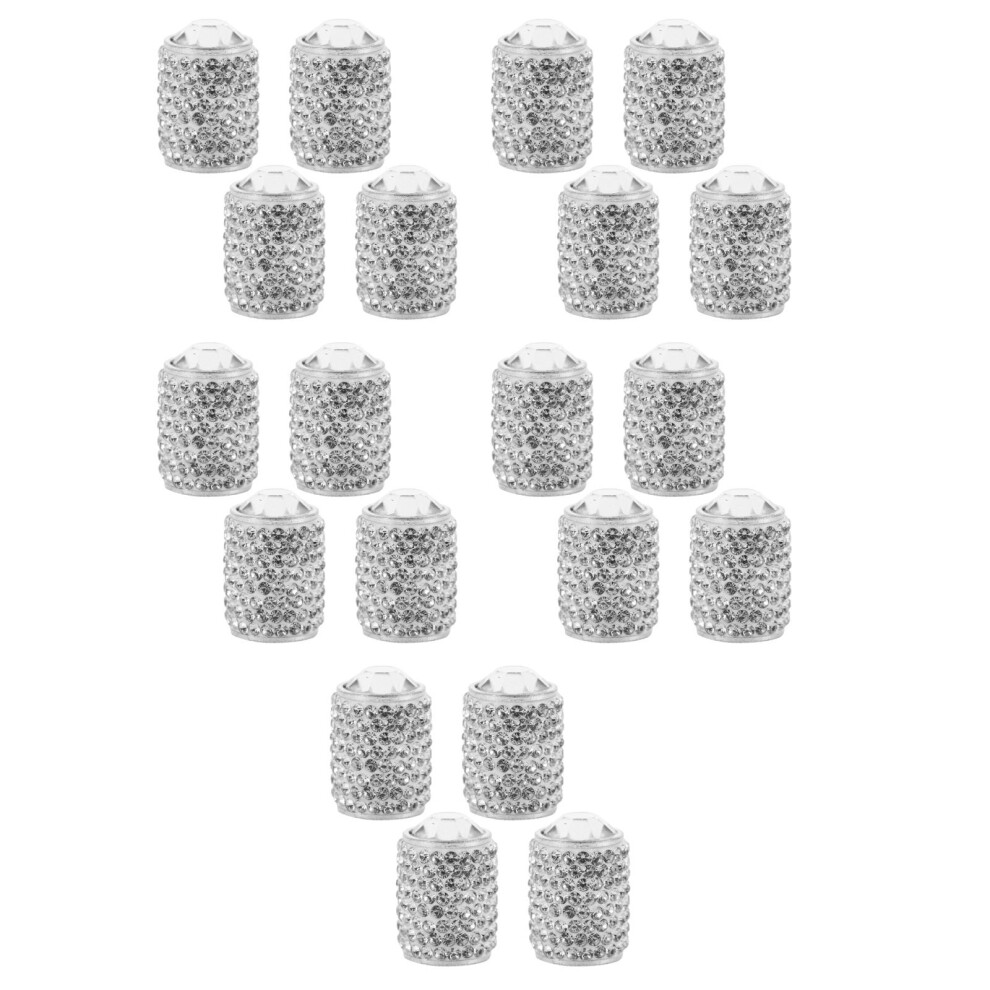 20Pcs Bling Tire Valve Caps Aluminum Alloy Car Valve Stem Covers White 3692534393290