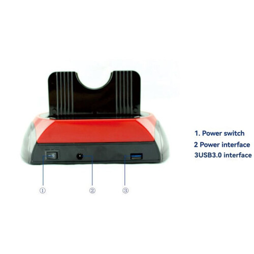 Docking Station de HDD com Compartimento Duplo USB 3.0  IDE para Disco Rígido Externo de 2,5 e 3,5 Polegadas, Suporte para Disco Rígido Tudo em 1, 2