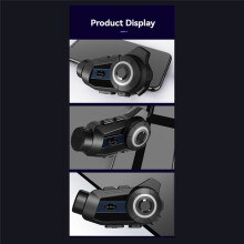 S3 Motorcykelhjälm Intercom Headset 2K Videoinspelare DVR Dash Cam Stöder 6 Personer, Svart & Blå