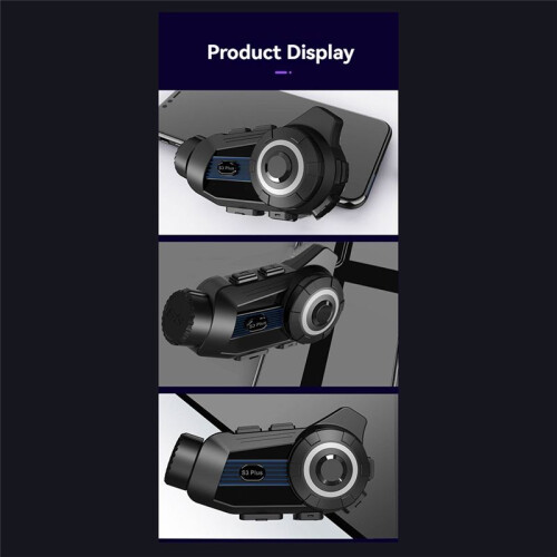 S3  Casco da Moto  Interfono Auricolare Videoregistratore 2K DVR Dash Cam Supporta 6 Persone, Nero e Blu