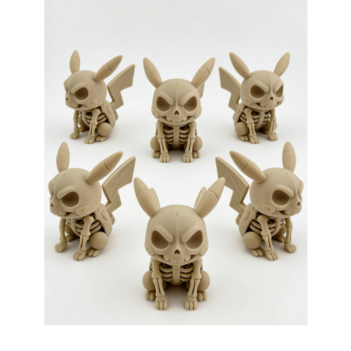 6 PCS 3D printed Pikachu skeleton model toy set