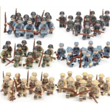 (60pcs-2) War II the British and German armies Desert Military Sodiers Weapons Minifigures Kids Toys Gifts