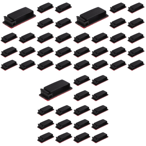 75Pcs Durable Adhesive Cable Clamps Black Plastic Cord Organizer 2